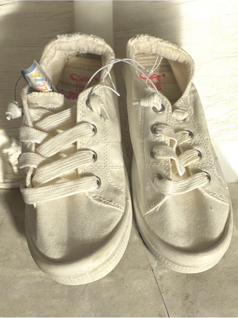 Jellypop Cream Canvas Girls' Slip-On Sneakers